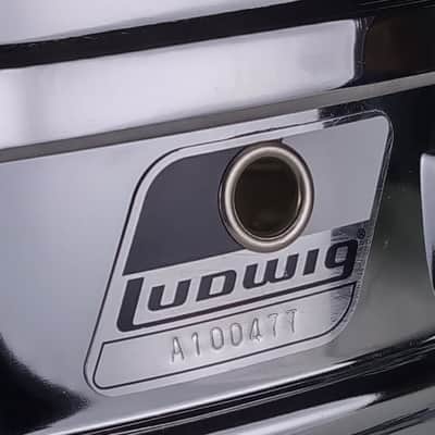 Ludwig Rocker 10Lug Snare Drum 80s 5x14"Vintage Chrome Aluminum Black/White image 2