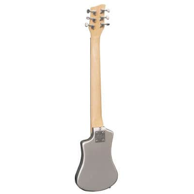 Hofner HCT-SH-SBT-O Shorty Travel Electric Guitar Metallic Silver with gig bag image 2