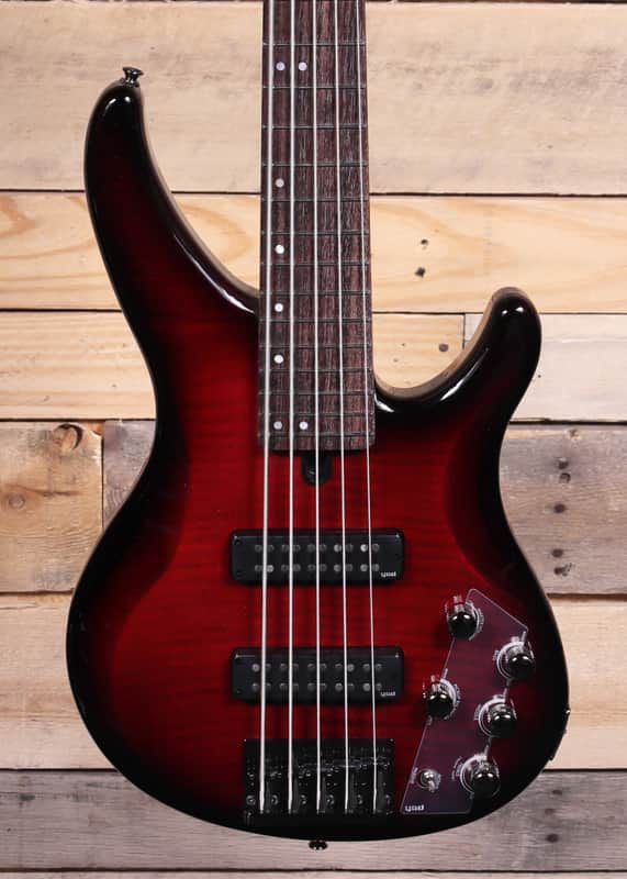 Yamaha TRBX605FM 5-String Bass Guitar Dark Red Burst image 1