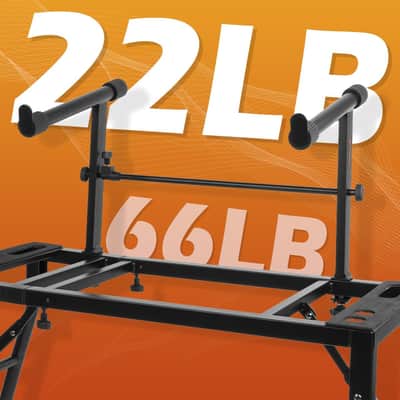 Dual Piano Keyboard Stand with 2nd Tier - Adjustable and Portable 2 Tier Music Stand for Synths and Electric Digital Keyboards - Fits 54 61 88 Key Pianos image 3