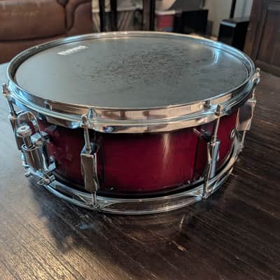 Pearl DMP1455S/C261 Decade Maple 14x5.5" Snare Drum 2016 - 2020 - Gloss Deep Red Burst image 2