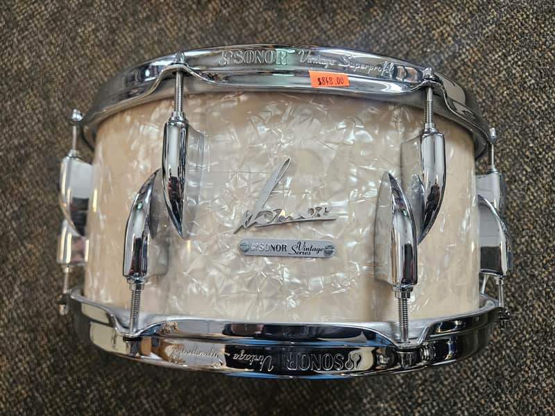 Sonor 14x5.75 Vintage Series White Marine Pearl Snare Drum image 1