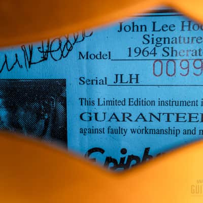 2000 Epiphone USA John Lee Hooker Signature 1964 Sheraton Sunburst, Near-Mint w/ Case, Hangtag image 6