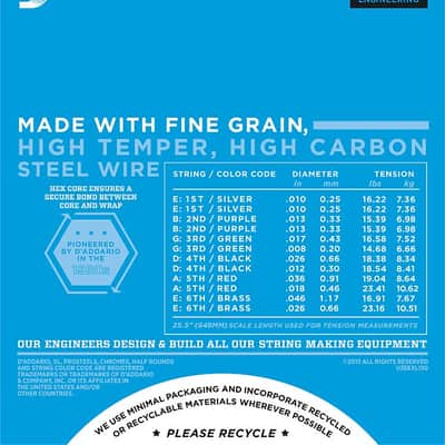 D'Addario Guitar Strings Electric 12 string 1 set EXL150 Light image 3