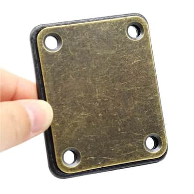 Aged Brass Finish Strat Tele Style Guitar Neck Plate with Mounting Screws image 2