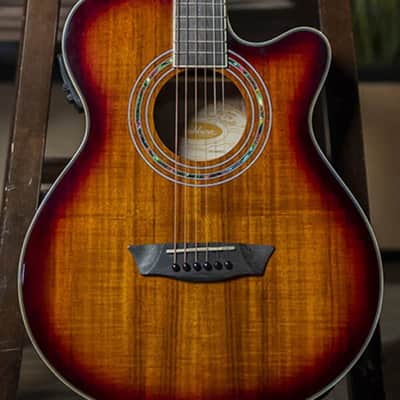 Washburn EA55G Festival Series Single Cutaway Koa Top Wood Mahogany Neck 6-String Acoustic-Electric Guitar image 4