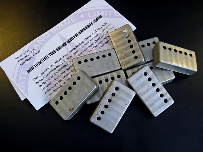 Doyle Coils Aged Nickel Silver PAF Humbucker Covers Set of 2 ~  Vintage Relic'd REAL Nickel Silver image 1