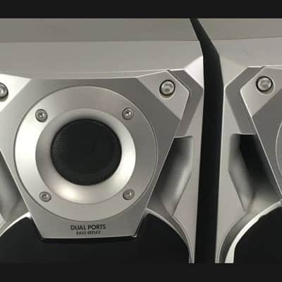 Rare Set of 2 Panasonic SB-AK18 1998 Grey Black Book Shelf Speakers Excellent Tone image 2