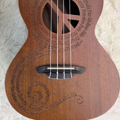 Luna Guitars Maluhia Peace Sign Tenor Ukulele Satin Natural Finish, UKE MALU image 3