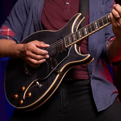 Washburn SH35TB Wing Series Semi Hollow Electric Guitar w/Gigbag, Trans Black image 4