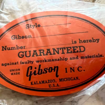 Gibson 1960s blank NOS Orange Soundhole Label Union Made image 3