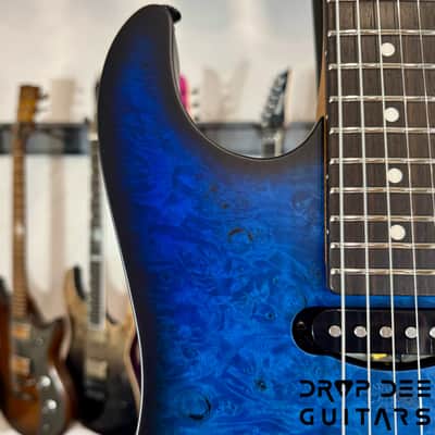 Schecter USA Custom Shop Sunset Custom-II HSS Electric Guitar w/ Case-Ocean Blue Burst Satin image 5