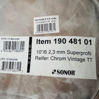 Sonor Superprofil vintage series tom drum Hoop 10” pairs (2 hoops) sticksaver SQ2 2015-2024 - Chrome image 3