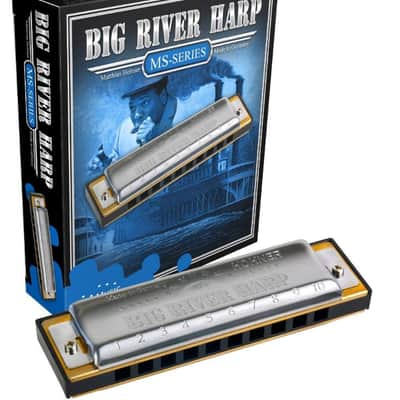 Hohner MS Series 590BX-Bb Big River Harp Diatonic Harmonic, Key of Bb B FLAT image 1