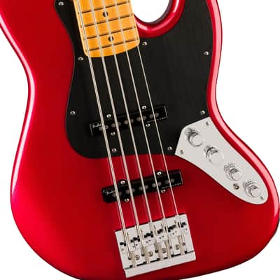 Fender American Ultra II Jazz V Electric Bass, 5-String, Maple Fingerboard (with Case), Sinister Red image 4