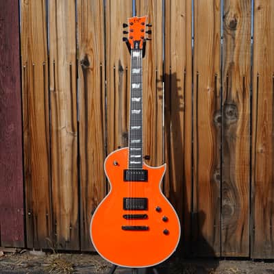 ESP CUSTOM SHOP Eclipse CTM - Ebony Neon Orange 6-String Electric Guitar w/ Case image 2