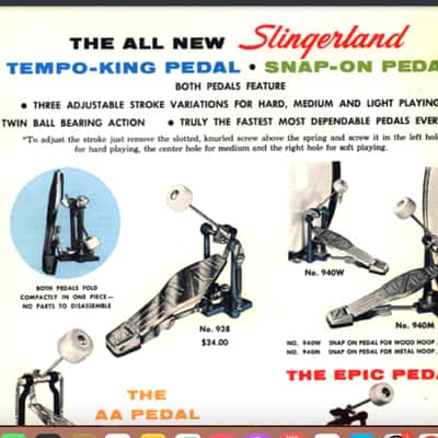 COOL & QUIET! Refurbished Vintage Slingerland Tempo King bass drum pedal leather strap for set kit w/ Ludwig beater image 9