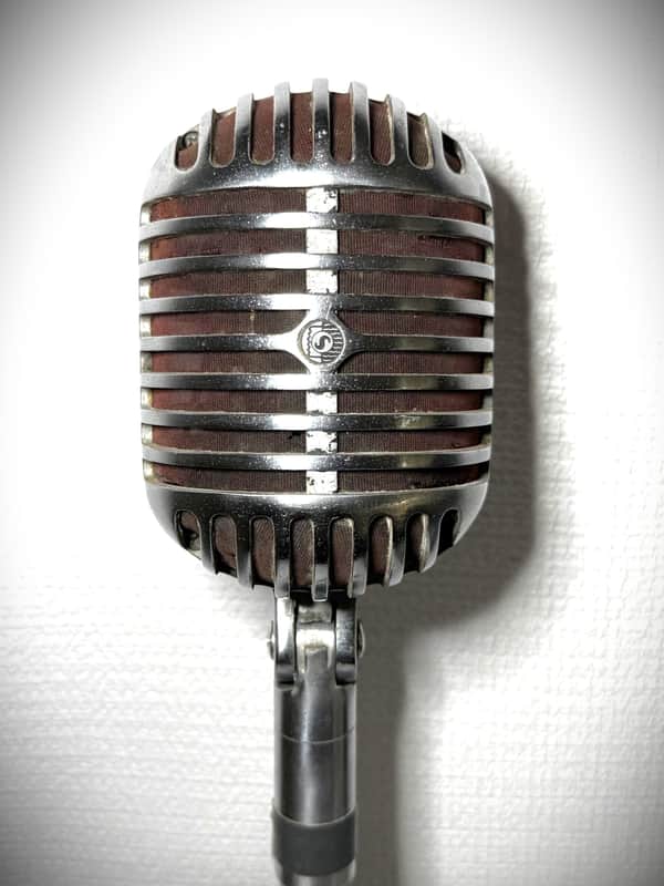 Vintage 1940s Shure 55 'Fatboy' Dynamic Microphone, works w/stand & cable (F1)