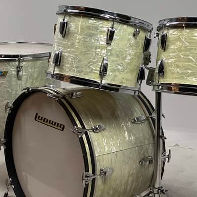 Ludwig 22/13/14/16" 70's 3-ply Drum Set - White Marine Pearl image 2