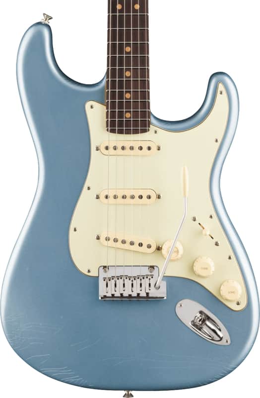 Fender American Ultra Luxe Vintage '60s Stratocaster Electric Guitar, Rosewood Fingerboard, Ice Blue Metallic image 1
