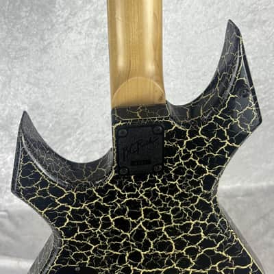 Late 1980's B.C. BC Rich NJ Series Warlock bass guitar in white crackle finish image 22