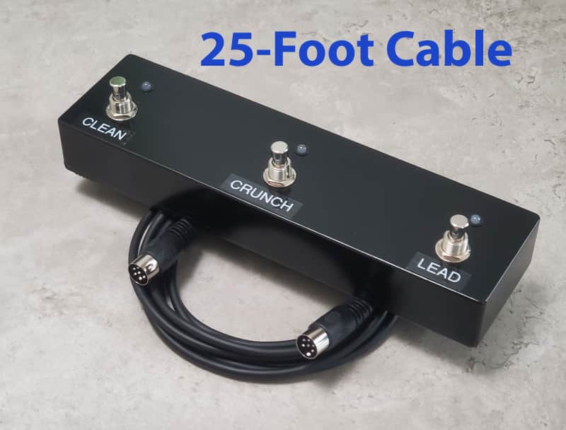 Custom Low-Profile 3-Button 6100 LE LM 6101 Footswitch for Marshall 30th Anniversary MPM3E-like with 25-Ft Cable image 1