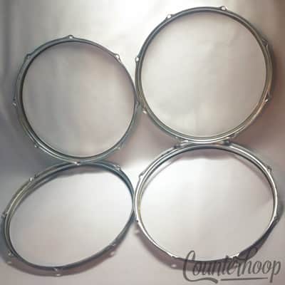 *Pearl 4x 14" Snare/Tom Drum Rims/Hoops Triple Flange Chrome 8-Hole Stick-Saver* image 2