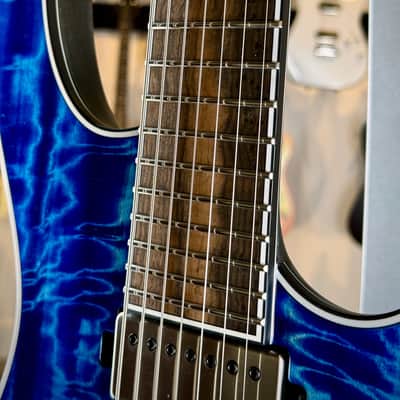 Mayones Custom Shop Regius 7 String - Blue Spirit Gloss - 4A Curly Poplar Top image 8