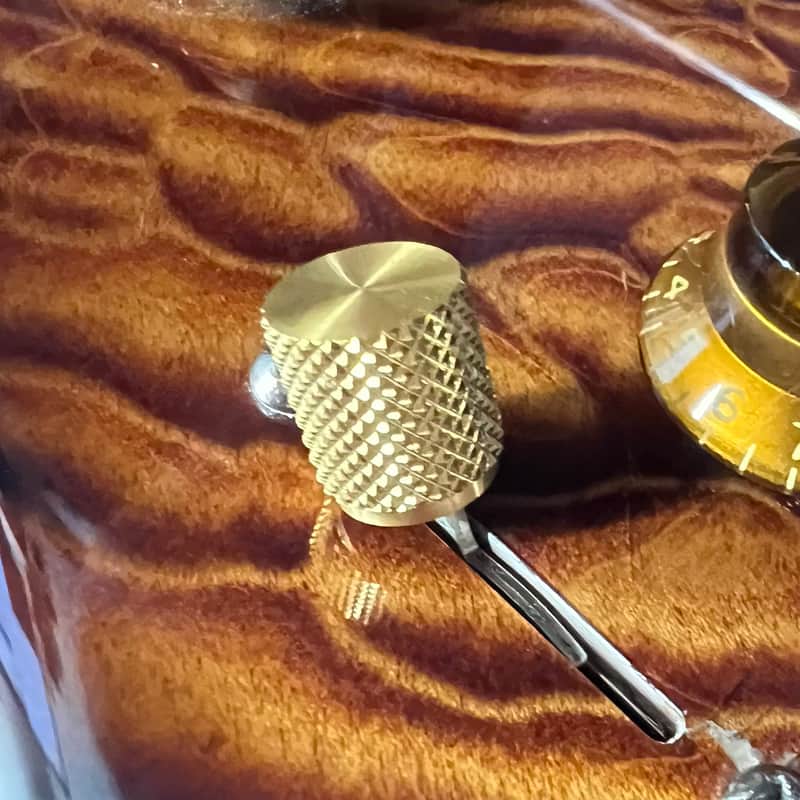Kinnatone Short Gold Stainless Steel knurled 3 or 5 way Blade style Switch Tip For Strat or Tele image 1