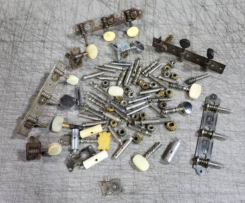 1.5 Lbs Vintage RARE 1960's Teisco Harmony Silvertone Kay 3x3 Individual Plate Guitar Tuners Screws Gears Luthier Parts image 1