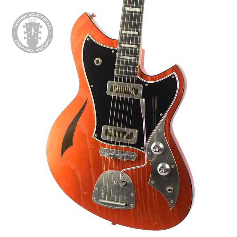 New Novo Miris J-Custom Lightly Distressed Candy Apple Orange w/Lollar Gold Foil Pickups #26199 image 1