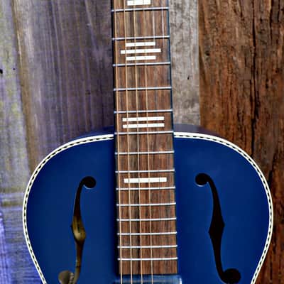 Recording King RPH-R2 Dirty 30s Single 0 Resonator - A/E - Matte Blue w/ Gig Bag image 13