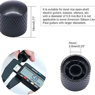 3pcs Electric Guitar Knobs,Potentiometer knob,Volume Tone Control Knobs,Black Metal Dome Knobs,Bass Volume Tone Knob,Suitable for 6mm Shaft Knob-11BK image 2