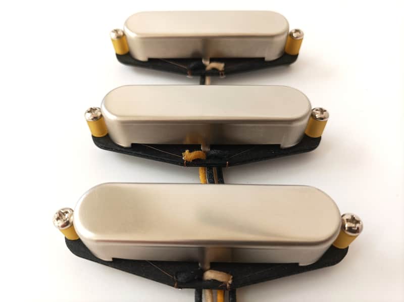Stratocaster HOT Pickups SET RAW NON-PLATED Nickel-Silver Covers Hand Wound Q Custom Strat image 1