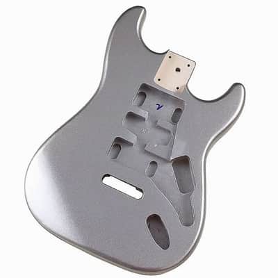 Metallic Silver Stratocaster Strat Style Guitar Poplar Wood Body image 6