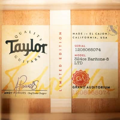 Taylor 324ce Baritone-8 LTD Grand Auditorium Acoustic/Electric Guitar with Hardshell Case image 13