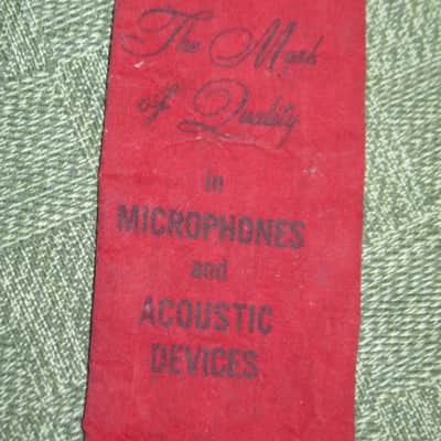 vintage Shure microphone pouch 1960s / 1970s - Outer areas: red thin velvet with black graphic / Inner areas: tan thin canvas (11 & 1/8" x 3") image 2