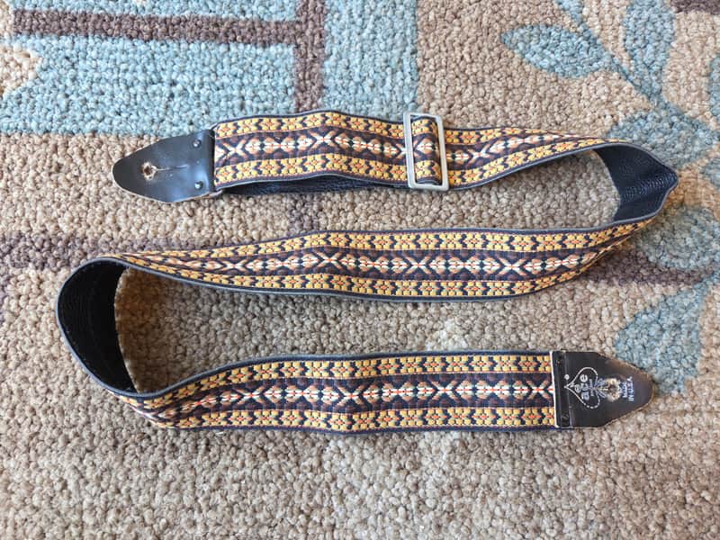 Immagine Vintage 1970's Ace Guitar Strap! Woven Pattern w/ Metal Buckle! Rare, Original Case Candy! - 1