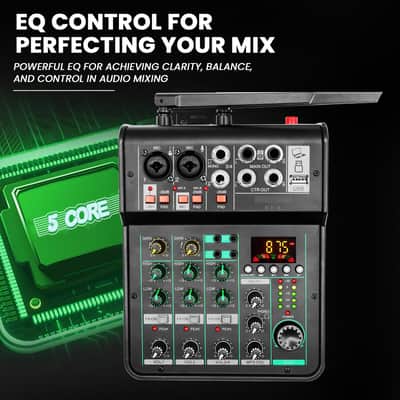 5Core Audio Mixer 4 Channel DJ Soundboard USB Interface Bluetooth Mixing Console w Repeat Delay +48V image 8