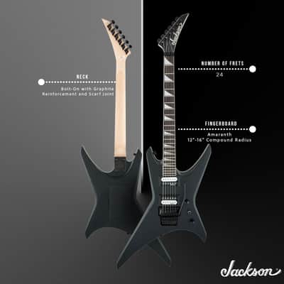 Jackson JS Series Warrior JS32 6-String Electric Guitar with 24 Jumbo Frets (Right-Handed, Black) Bundle with Gig Bag for Warrior, Kelly, King V, and Rhoads with 2 Exterior Pockets (Black) image 5