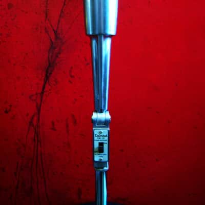 Vintage 1960's Calrad DM-21 dynamic Satin Chrome microphone w desk stand Lafayette Olson Aiwa display repair image 3