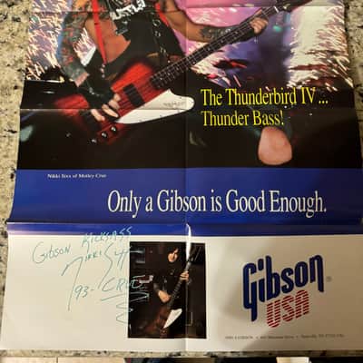 Gibson Nikki Sixx Bass Poster 1993 EB-750 650 Thunderbird IV Les Paul deluxe premium Plus 5 string Special LPB1 Standard 2 image 1