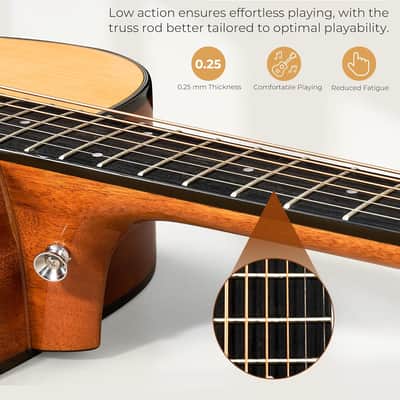 3/4 Steel-String Acoustic Guitar, 36 Inch Acustica Guitarra Starter Bundle with Gig Bag Tuner Capo for Beginner Adult Teen, Natural image 4