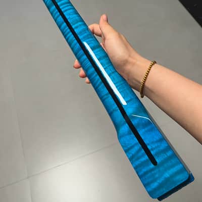 AAAAA Tele Blue Gloss Natural color Flame Maple Electric Guitar Neck Round stainless steel 22 frets hole 10mm image 8