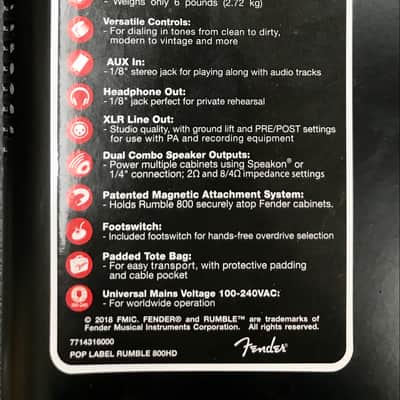 Fender Rumble 800 HD 800-Watt Bass Head and Fender Rumble 410 Bass Cabinet black and Silver image 4