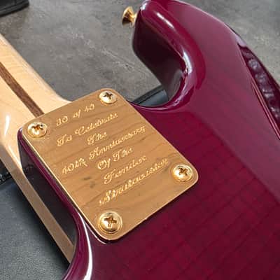 Fender Custom Shop Stratocaster 40th Anniversary Concert Limited Edition 1994 UK Exclusive ARTIST ONLY Eric Clapton Mark Knopfler Rory Gallagher George Harrison Keith Richards etc Ruby Red Ash Body Gold Hardware AAA Flame Neck USA American FSR Guitar image 17