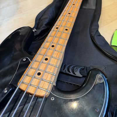 1978 Black Fender Precision Bass with Maple Fretboard image 9
