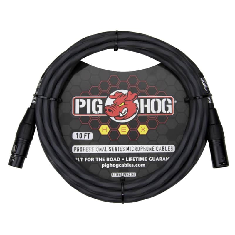 Pig Hog Hex Professional Series Microphone Cable (XLR), 10-foot, Grey image 1
