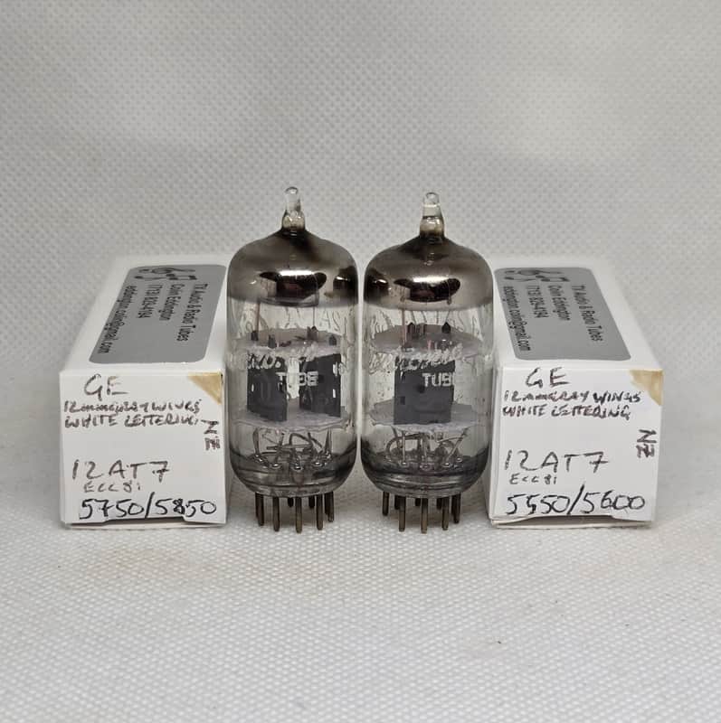 GE 12AT7 Gray Plate Well Matched (5.1%) Pair NOS ECC81 image 1