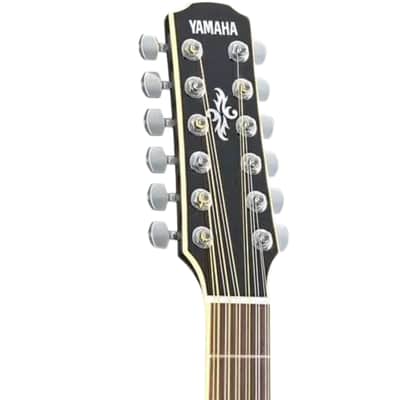Yamaha 12 String Black Thinline Cutaway Acoustic Electric Guitar image 4